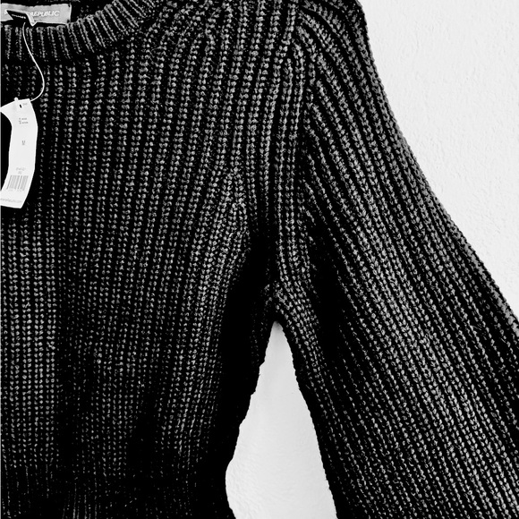 Banana Republic NWT Black Medium / Heavy  Chunky Knit Long Sleeve Peplum Sweater - Picture 4 of 10